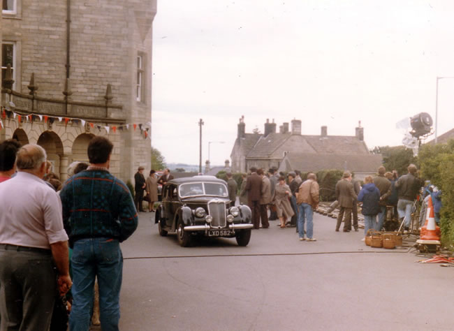 Caroline Fields on set in All Creatures Great and Small