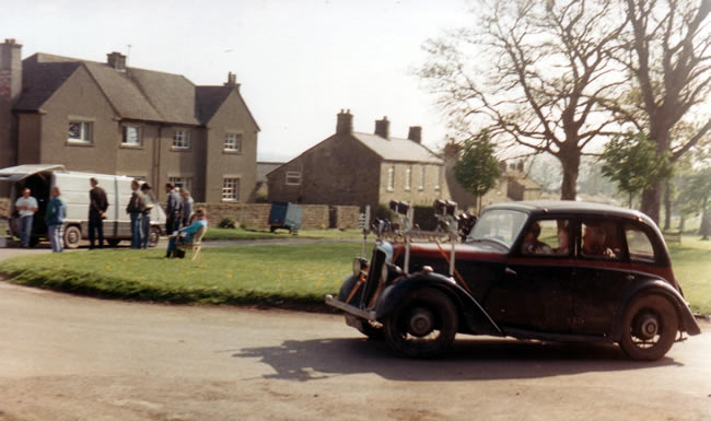 Caroline Fields on set in All Creatures Great and Small