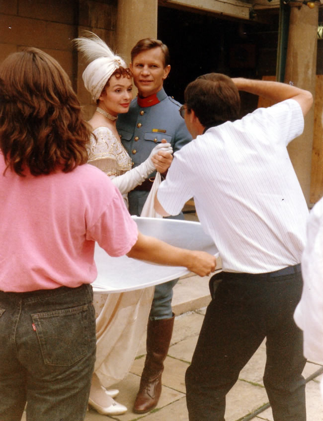 Caroline Fields on set in Til We Meet Again