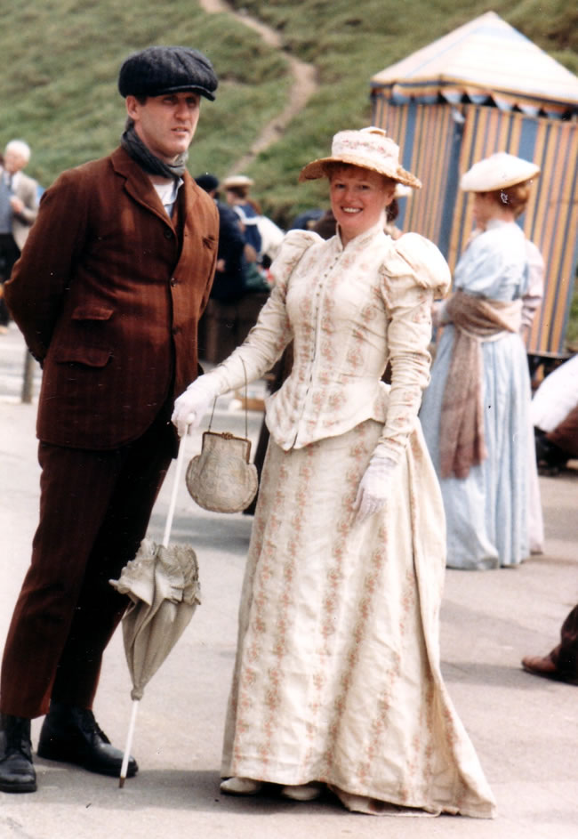 Caroline Fields on set in Return of the Antelope