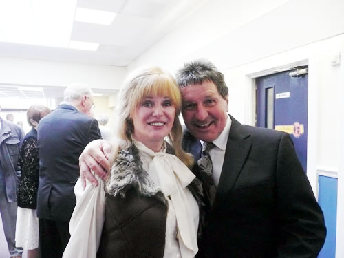 Caroline with comedian 'Crush a Grape' Stu Francis.