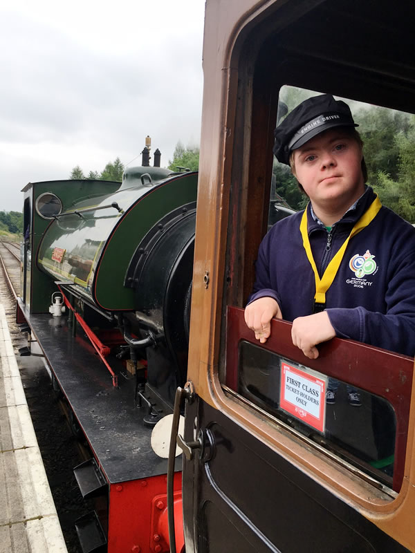 Corvin 'driving the steam train' at Bolton Abbey