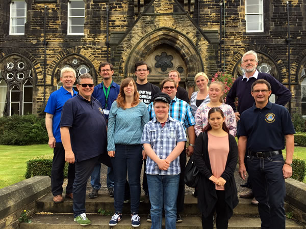 Leeds Lions Disabled Youth Exchange - Outside Hinsley Hall in Headingley, Leeds where they stayed.