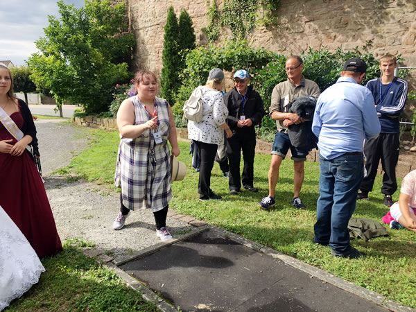 One of our group, Natasha Davison, trying her hand at cherry stone spitting