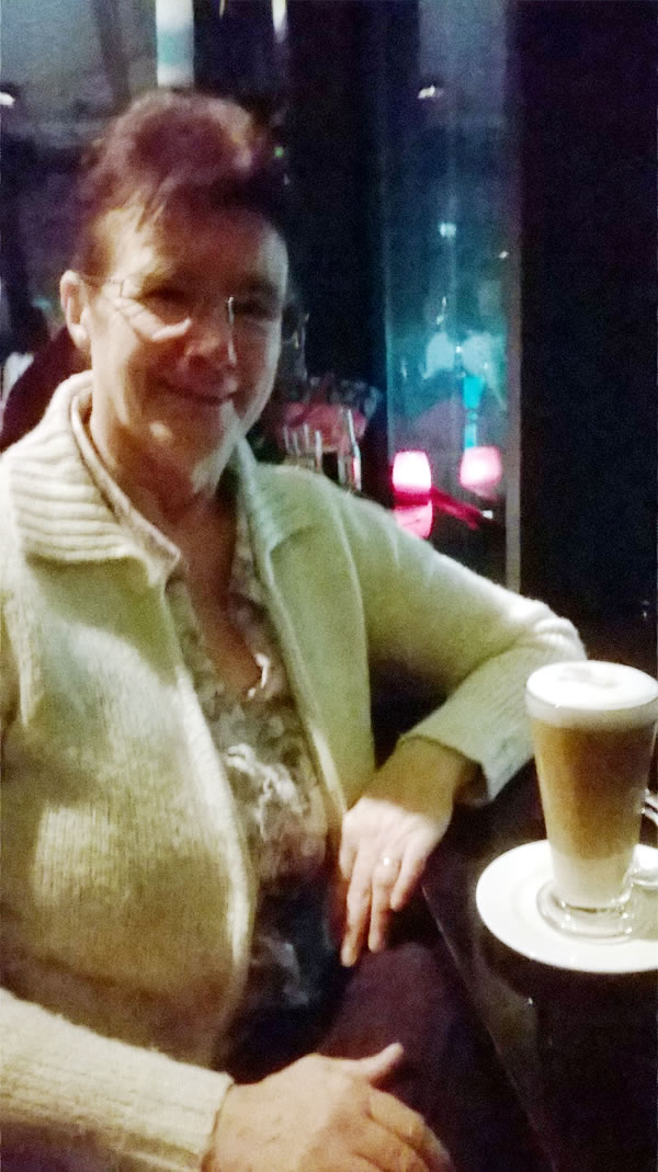 Pam in the rooftop bar at the Hilton Hotel