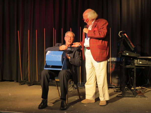 Bernie Clifton and Kenny Cantor doing the raffle