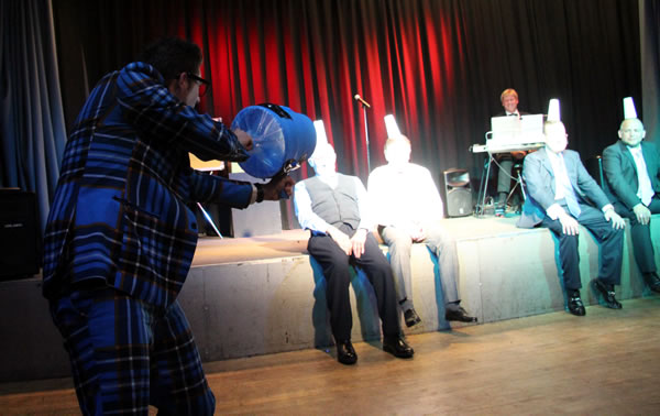 Comedy mime artiste - Antonio Zip with his helpers.